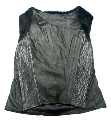 Chaleco Helmut Lang para mujer mediano de cuero de cordero con ribete de piel sintética chaqueta sin mangas elegante Foto 1 de 4