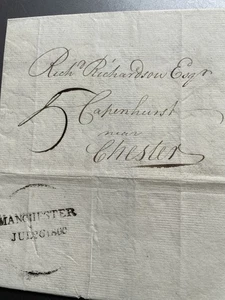 1800 Pre Stamp Entire Fine Large Ring Manchester Datestamp readable letter - Picture 1 of 4