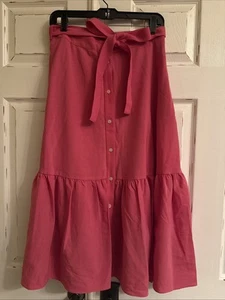 JCREW Collection tie-waist button-front skirt in Italian wool Sz 8 Pink - Picture 1 of 3