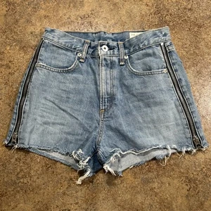 Rag & Bone Maya Shorts Size 26 High Rise Side Zippers Denim Womens - Picture 1 of 7