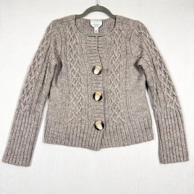 Cárdigan suéter vintage Talbots para mujer mediano pequeño tejido con cable lana de alpaca Y2K Foto 1 de 4