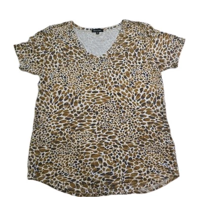 Dear John Animal print Women's knit v-neck top Size L - Image 1 of 4