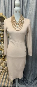 NWT Nanette Lepore Beige Pencil Dress Size M With Jewelry Set - Picture 1 of 9