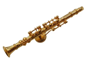 Calamita Magnete a Forma Clarinetto Oro Regalo Metallo da Frigorifero - Picture 1 of 7