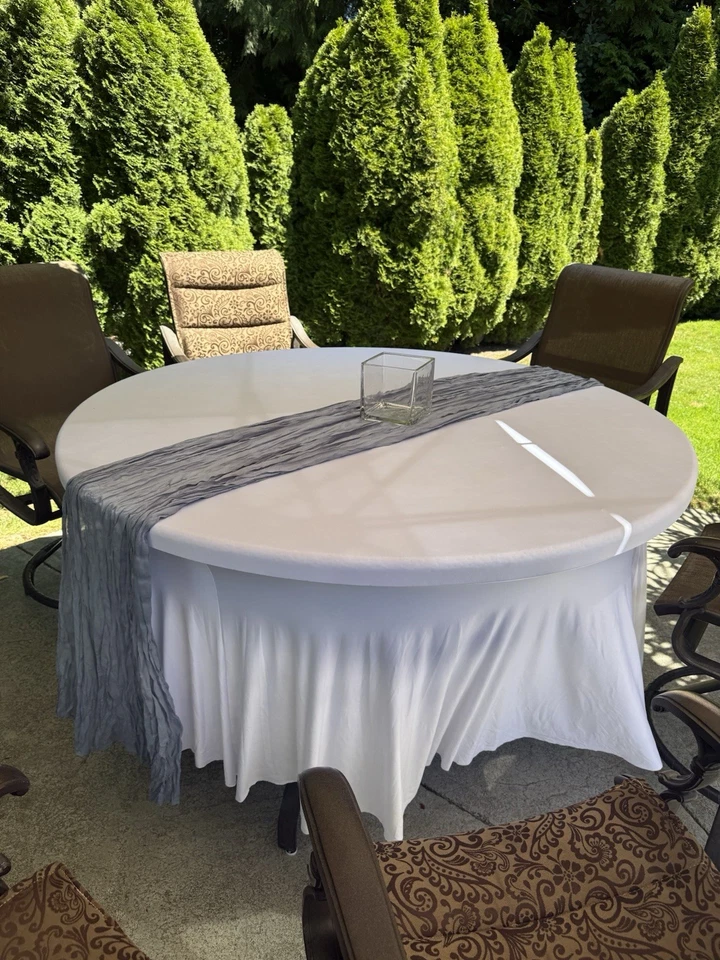 Свадебный спандекс лен белый круглый для столов диаметр 120 дюймов - Изображение 1 из 1