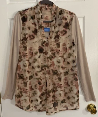 Top floral Simply Vera Vera Wang para mujer en capas L/S rosa malva marrón S NUEVO Foto 1 de 4