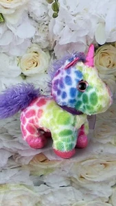 Rainbow Unicorn Plush Stuffed Animal 8 Inch Purple Mane And Tail Colorful MTY - Picture 1 of 9