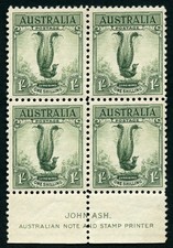 Australien Australia 1932 Lyrebird 1/- Block/4 Imprint 114 SG 140 MNH OG /855