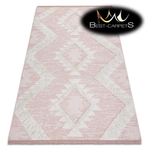 Amazing Modern SISAL RUG 'MOROC' structural diamonds PINK / CREAM recycled - Picture 1 of 6