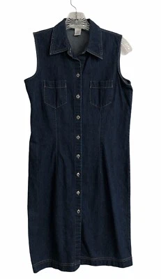 Vestido de mezclilla azul sin mangas Geoffrey Beene deportivo para mujer talla 4 Foto 1 de 4