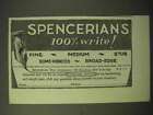 1929 Spencerian Pen Ad - 100% Write