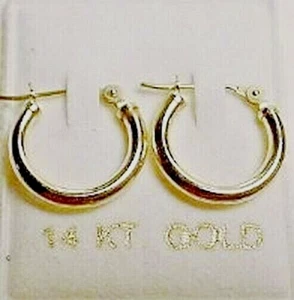 Nuovissimi orecchini a cerchio in oro massiccio 14k bambino 16 mm - Foto 1 di 2