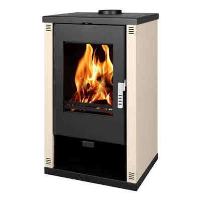 Verso Theia Kaminofen 9 kW – Holzofen, A+ Effizienz, EcoDesign, Ivory