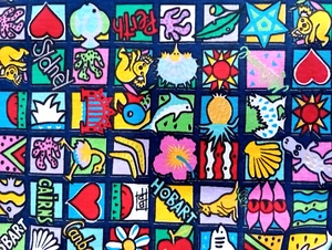50cm x 140cm AUSSIE CITY COTTON JERSEY FABRIC ABORIGINAL B&P DESIGNS AUSTRALIAN - Picture 1 of 5