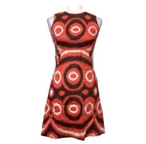Tory Burch Linen Dress Size 2 Bold Metallic Geometric Sleeveless Ikat Tribal