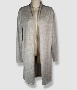Neiman Marcus Women's Gray Open-Front Long-Sleeve Cardigan Sweater Size S - Picture 1 of 2