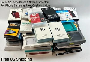 Lot of 62 Phone Cases & Tempered Glass iPhone Samsung Pixel OnePlus TCL - Picture 1 of 3