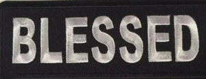 BLESSED Embroidered Iron On Tab Patch - Picture 1 of 4