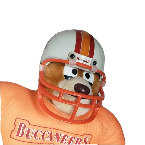 VTG Tampa Bay Buccaneers Stuffed Animal w Riddell Helmet 20" Plush 1993 Sherbert Cover
