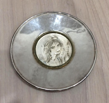 Trinket Dish Vintage Silver Plated Jewelry Plate Unbranded Lady