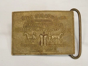 VTG Levi’s Leather Belt Buckle Marked Levi Strauss California Tiffany & Co Style - Picture 1 of 2