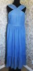 Maxi pinafore style dress by NEXT Light blue smooth denim look Size 16 NWT