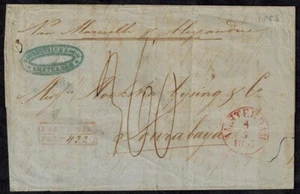 Dutch East Indies Pre Stamp 1853 Cover w/ Oval Amsterdam & Land Mail Post Boxed - Picture 1 of 5