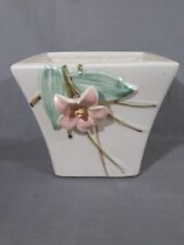 McCoy Pottery 1940s Blossom Time White 5" Flared Planter Vase Pink/ Green  