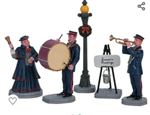 Lemax Christmas Village Band Musician Figures Drum, Suit LED Lights Houses