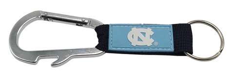 UNC North Carolina Tar Heels Carabiner with Bottle Opener Key Ring Cover