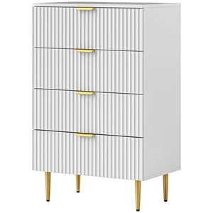 HOMCOM Comò Cassettiera 4 Cassetti Moderna Maniglie Dorate 60x40x96cm Bianco - Foto 1 di 10