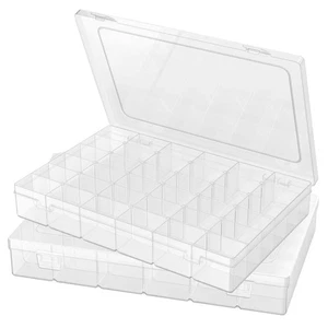 Pack de 2 cajas contenedores organizadoras de plástico, 36 rejillas piezas de plástico transparente organizar... - Imagen 1 de 7