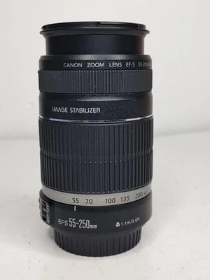 Canon EF-S 55-250mm f/4-5.6 IS lens w Caps - Image 1 of 4