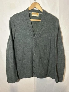 VTG 60s Men’s Jantzen 100 Pure Wool Gray Cardigan Pockets Size Medium  - Picture 1 of 13