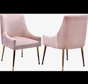 Esszimmerstühle 2er Set Rosa Samt Goldbeine Modern Akzent Sessel Elegant - Bild 1 von 2