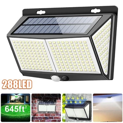 MARKENLOS Luce solare 288 LED lampada solare con rilevatore di movimento luce vialetto giardino faretto