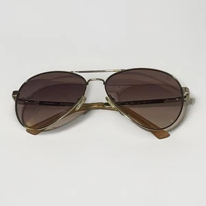 Vintage Eddie Bauer Ravenna Gold Metal Brown Aviator Sunglasses - Picture 1 of 7
