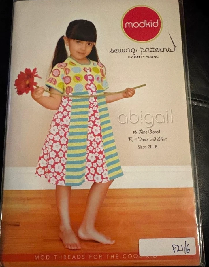 Patty Young Modkid Abigail A-Line Girls Dress Sewing Pattern Free Shipping 2T-8 - Image 1 of 1