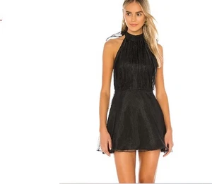 Lovers & Friends Damen Heartbreaker Mini Neckholder Kleid Schwarz Organza M - Bild 1 von 4
