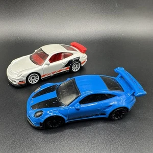 ( 2 ) Hot Wheels Porsche - 911 GT3 RS Blue / 911 GT3 White - Loose - Picture 1 of 9