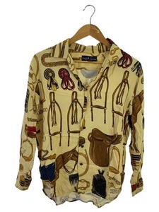 RALPH LAUREN LONG SLEEVE SHIRT 6 RAYON cream-colored FULL PATTERN Used - Picture 1 of 6