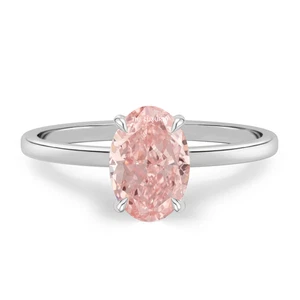 Diamond Ring IGI Lab Grown Oval Cut Fancy Intense Pink 1.20 Carat 950 Platinum - Picture 1 of 8