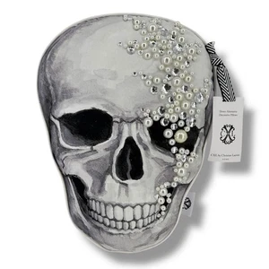 CXL Christian Lacroix Kunstperlen Strass Halloween Totenkopf Überwurf Kissen Glitzer - Bild 1 von 8