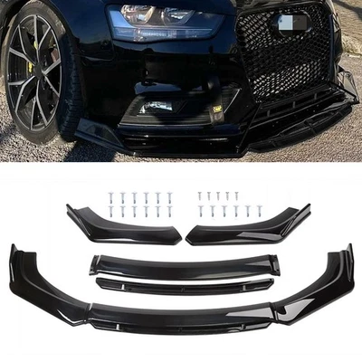 For Audi A3 A4 A5 A6 A7 TT Quattro	 Front Bumper Lip Front Spoiler Gloss Black - Image 1 of 4