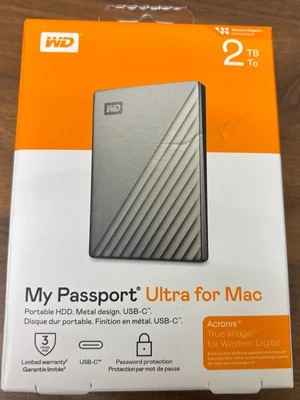 WD - My Passport Ultra for Mac 2TB External USB 3.0 Portable Hard Drive - NEW - Image 1 of 3