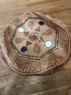 Cojín puf otomano vintage hecho a mano Marruecos taburete estilo Egipto (127) Foto 1 de 4