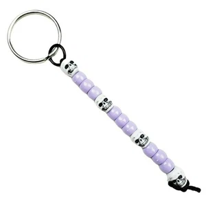 Skull Keychain Lavender Purple White Whimsygoth Goth Gothic Halloween Handmade - Picture 1 of 4