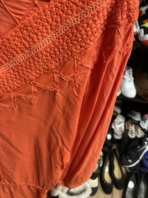 Vix Paula Hermanny Orange Embroidered Women's Top Size S - Image 1 of 4