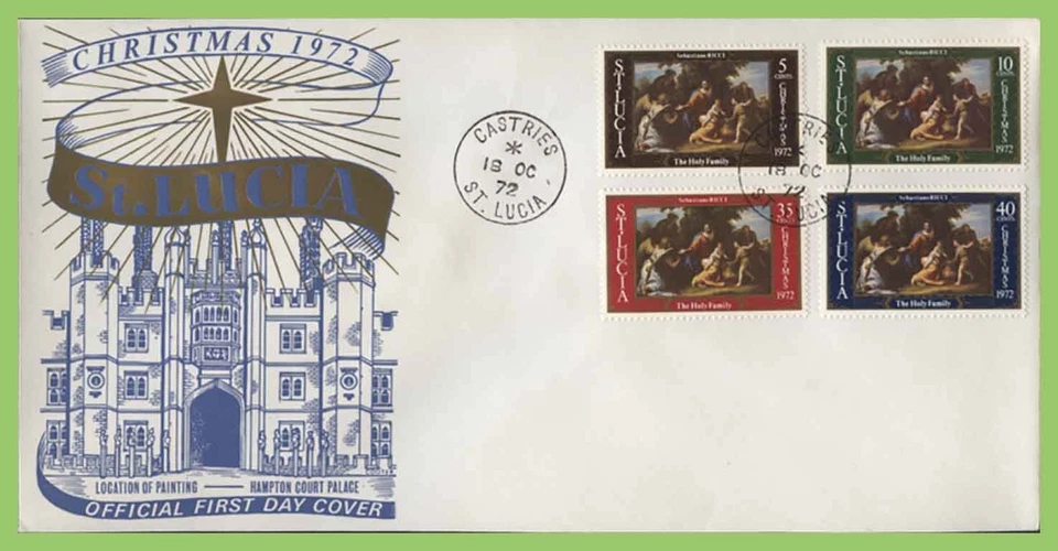 St Lucia 1972 Christmas set on First Day Cover - Image 1 of 1