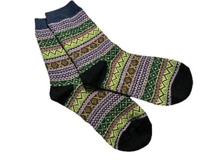 Damen-Stiefelsocken Crew warm Thermo Merinowolle Fair Isle-Design halbhoch lässig - Bild 1 von 8